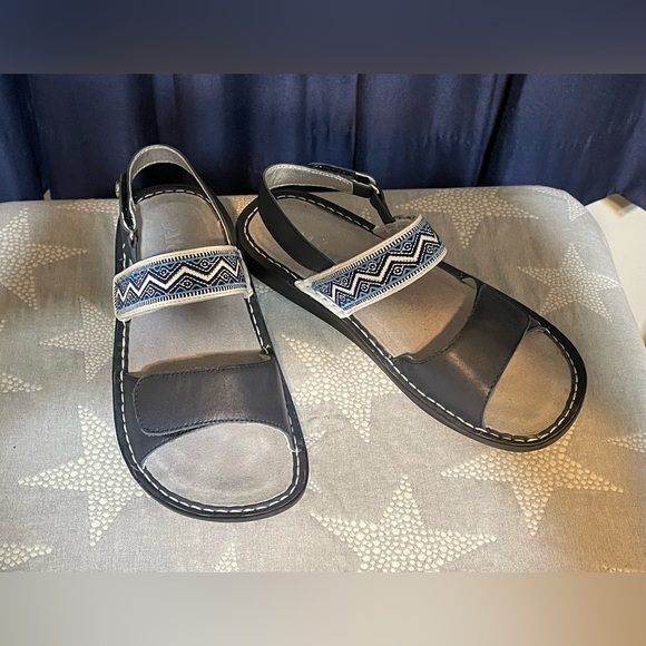 Alegria Blue & White Sandals - Picture 2 of 7